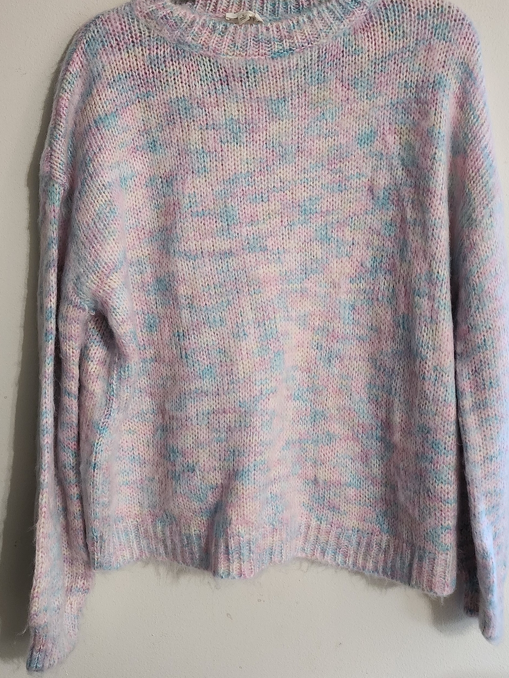 BiBi Pastel Rainbow Speckled Crewneck Long Sleeve Sweater Size Large